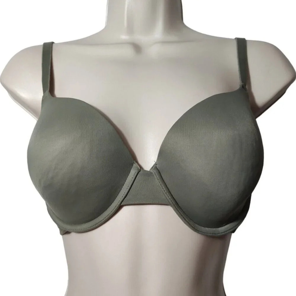 Victorias Secret PINK Where Everywhere T-shirt Lightly Lined Bra Green Size 32DD
